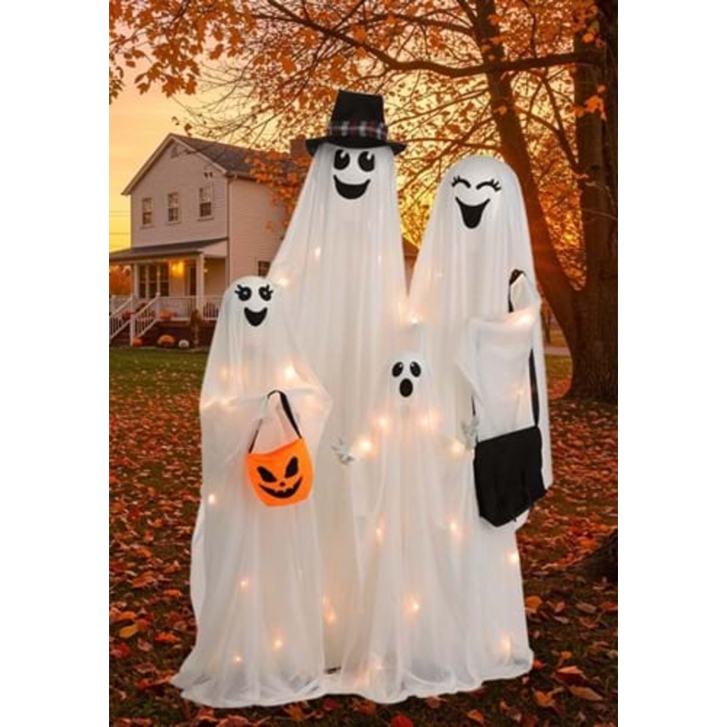 5.25FT Light Up High Spirited Ghost Family Halloween Decoration - Scream Saver Standard