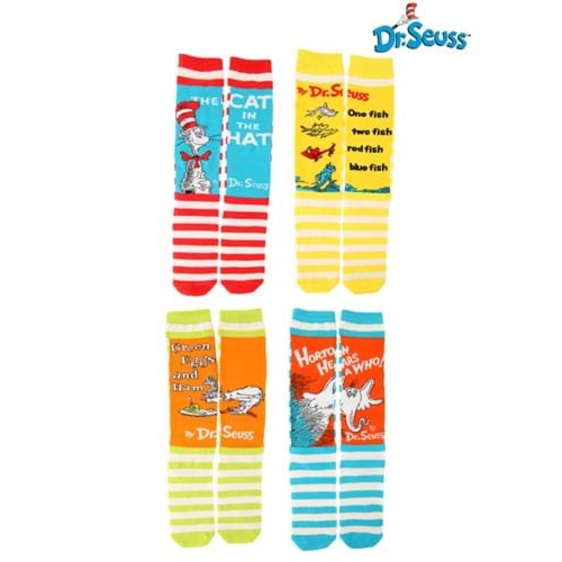 Adult Dr. Seuss Book Cover Socks Set Standard