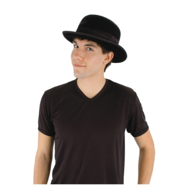 Black Velour Bowler Hat for Men Standard