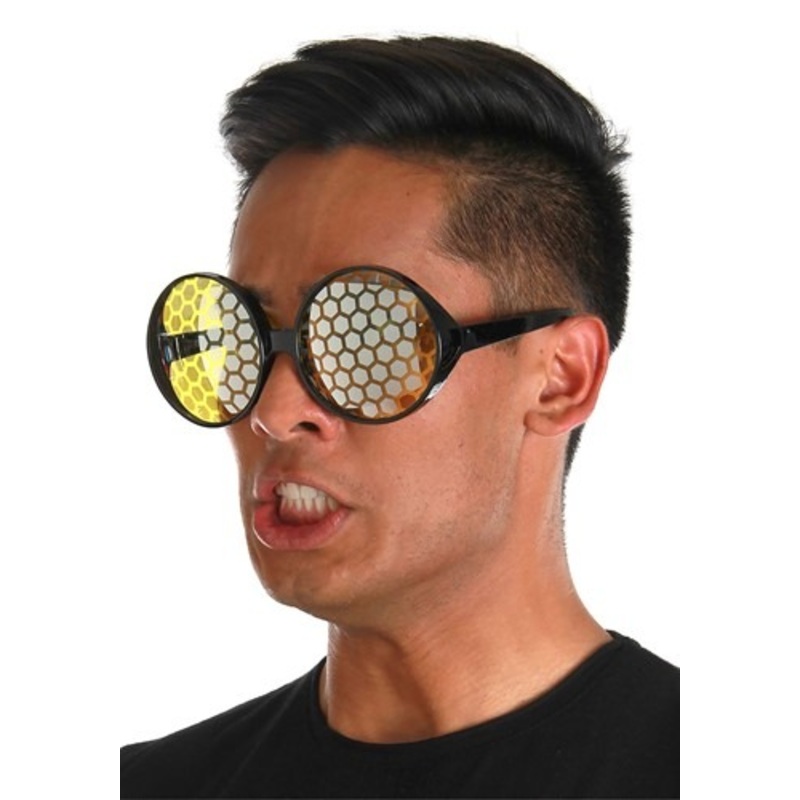 Black & Yellow Bug Eyes Glasses Standard
