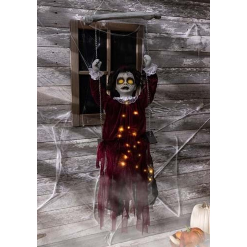 Haunted Swing Girl with 20 Lights & Sounds Hanging Decoration Standard