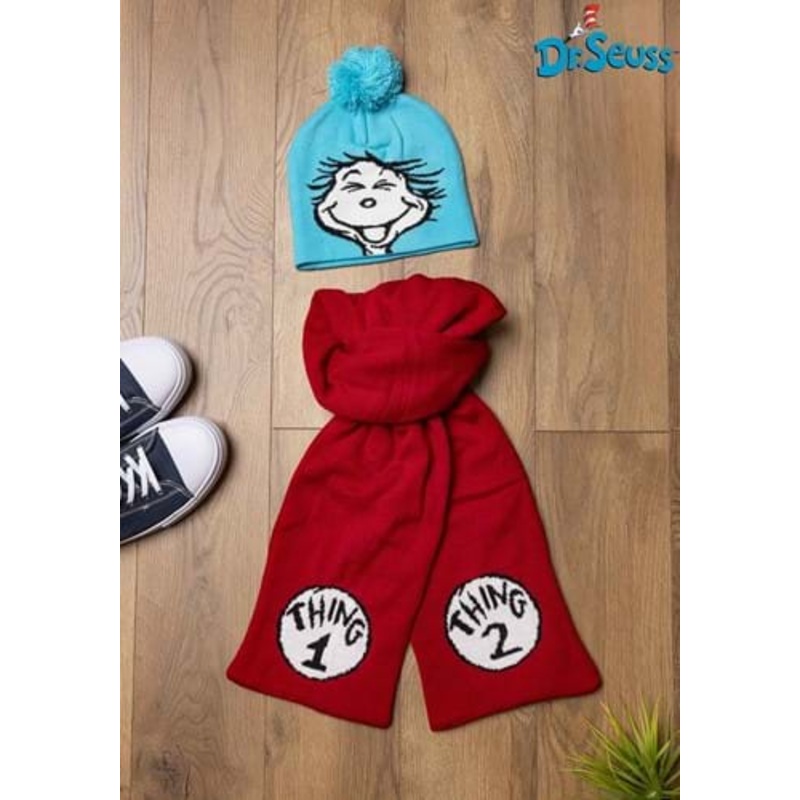 Thing 1 & 2 Winter Hat & Scarf Kit for Adults Standard