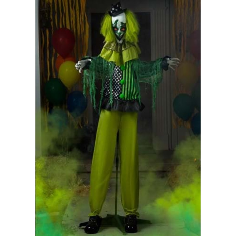 5.5FT Animated Green Clown Decoration - Scream Saver Standard