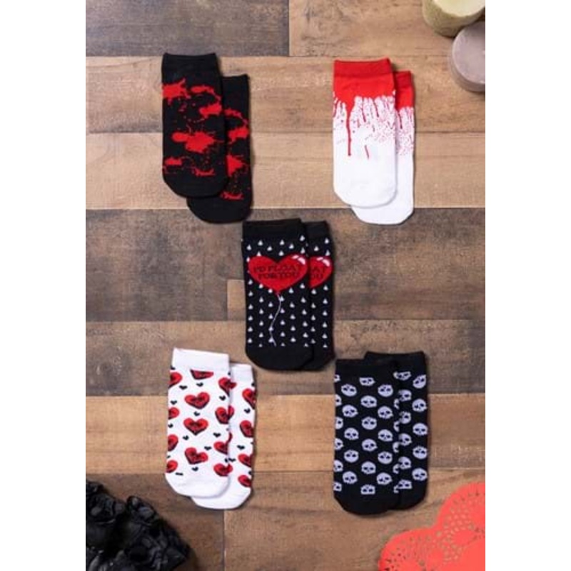 5 Pack Goth Valentine's Day Socks Standard