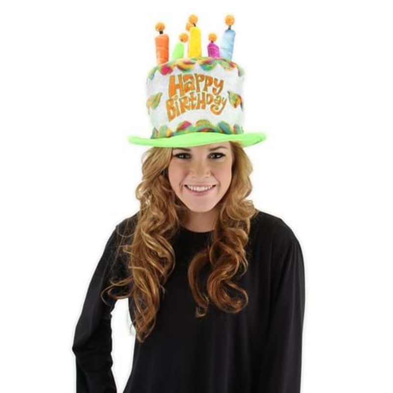 Adult Rainbow Birthday Cake Plush Hat Standard
