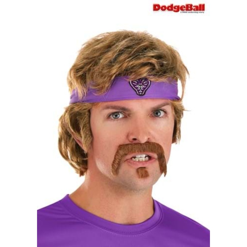 Dodgeball White Goodman Wig and Mustache Costume Kit Standard
