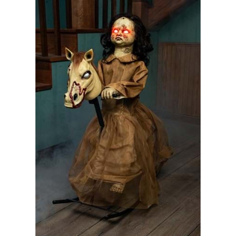 3.5FT Light Up Talking Doll on Animated Rocking Horse Decoration Standard
