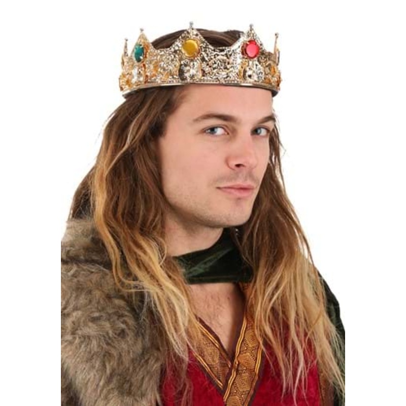 Adult Gold Jeweled King Costume Crown Standard