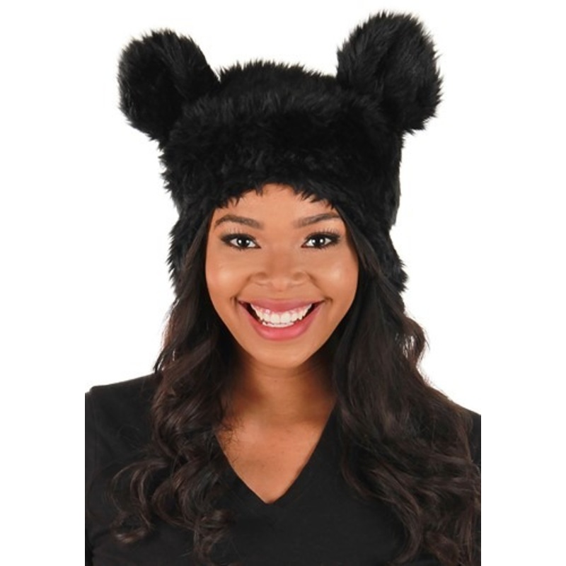 Black Bear Adult Plush Costume Hat Standard