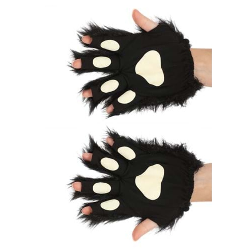 Black Fingerless Paws Gloves Standard