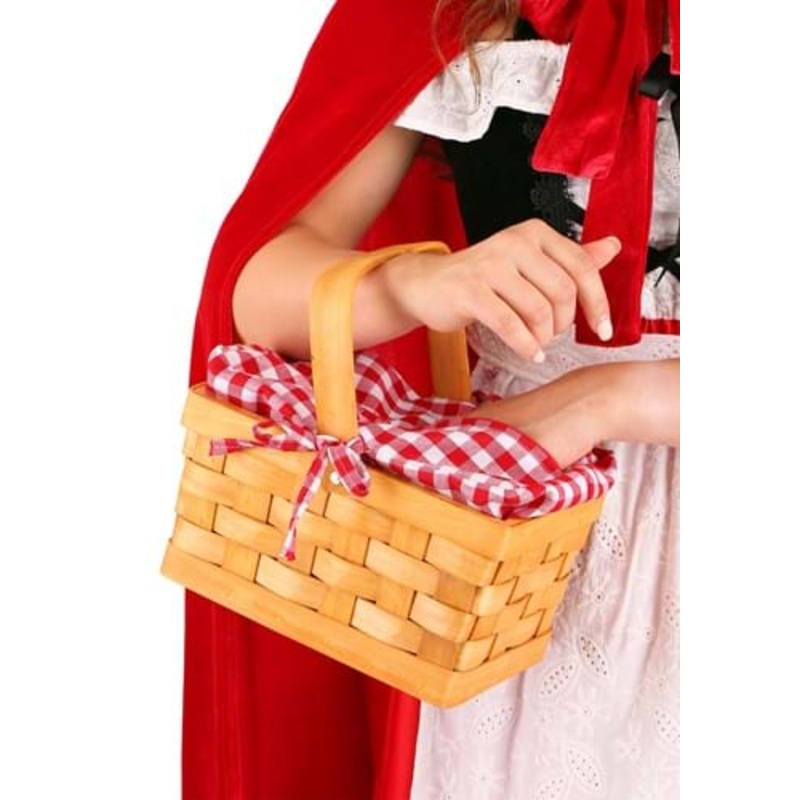 Gingham Wicker Basket Handbag Prop Standard
