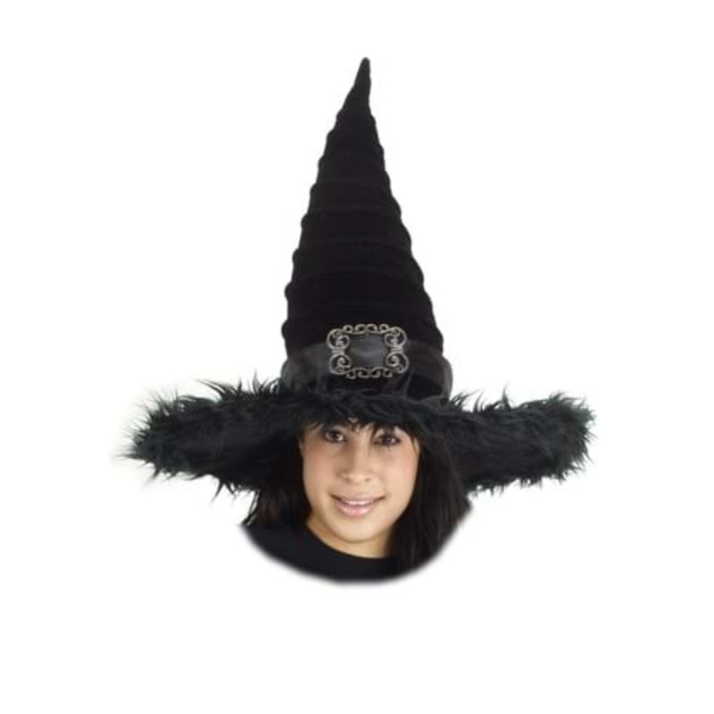 Ridged Witch Black Costume Hat Standard