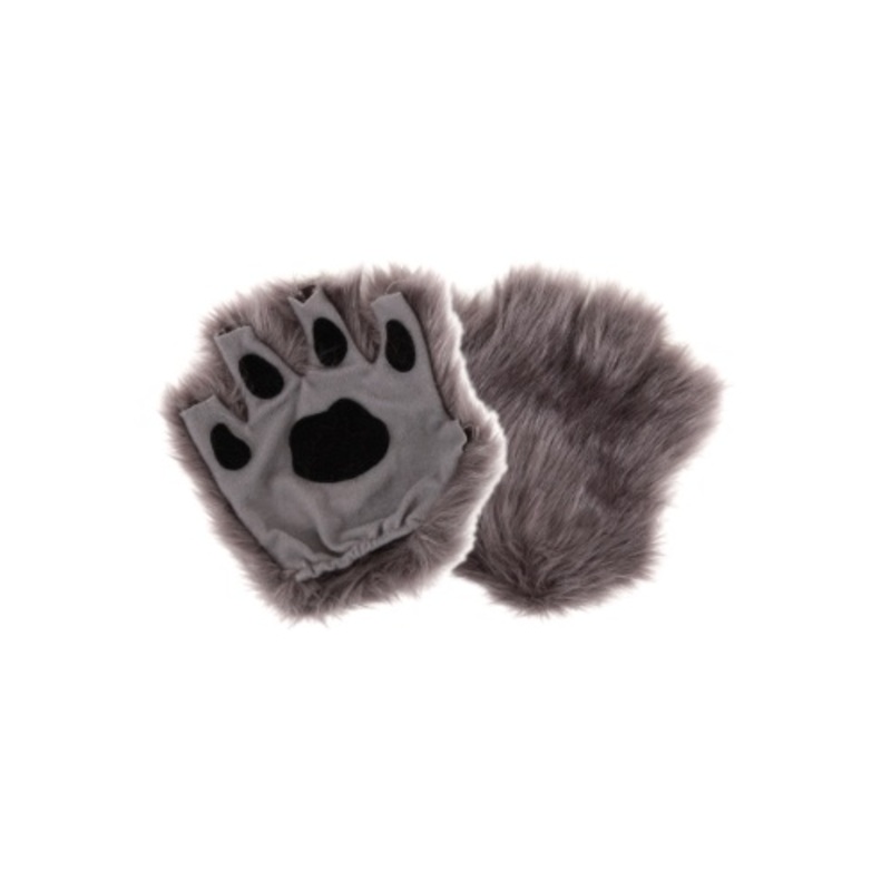 Fingerless Gray Paw Costume Gloves Standard