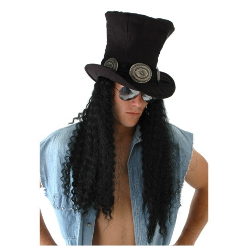 Guitarist Superstar Costume Hat with Hair Standard