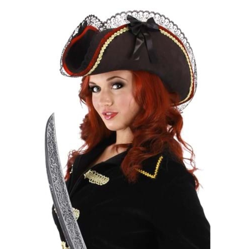 Women's Lady Buccaneer Black Costume Hat Standard