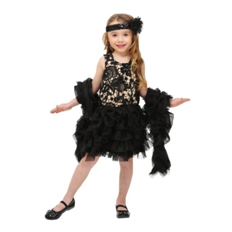 Dazzling Black and Tan Flapper Costume for Toddlers
