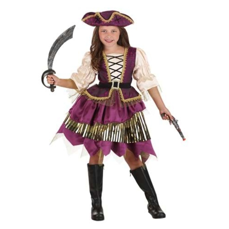 Deluxe Purple Pirate Costume Dress for Girls
