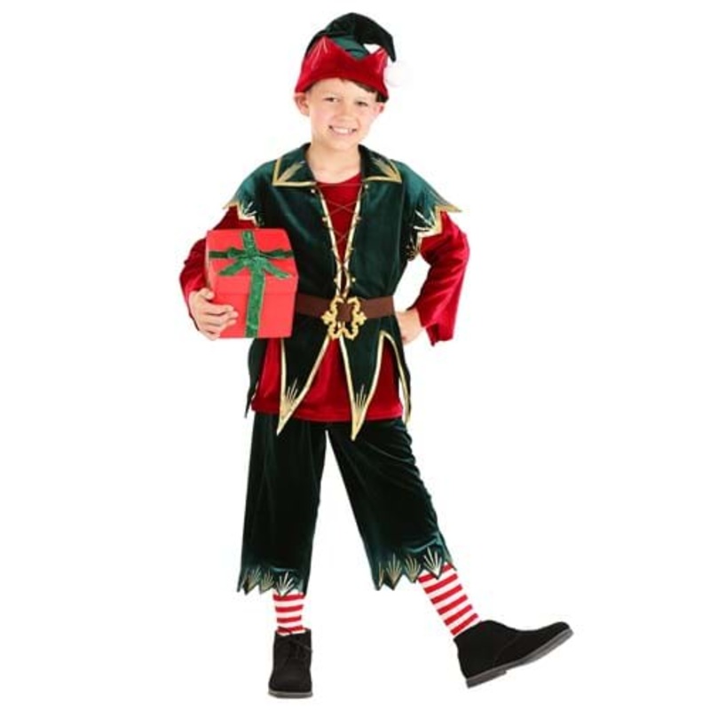 Deluxe Holiday Elf Costume for Boys X-Large