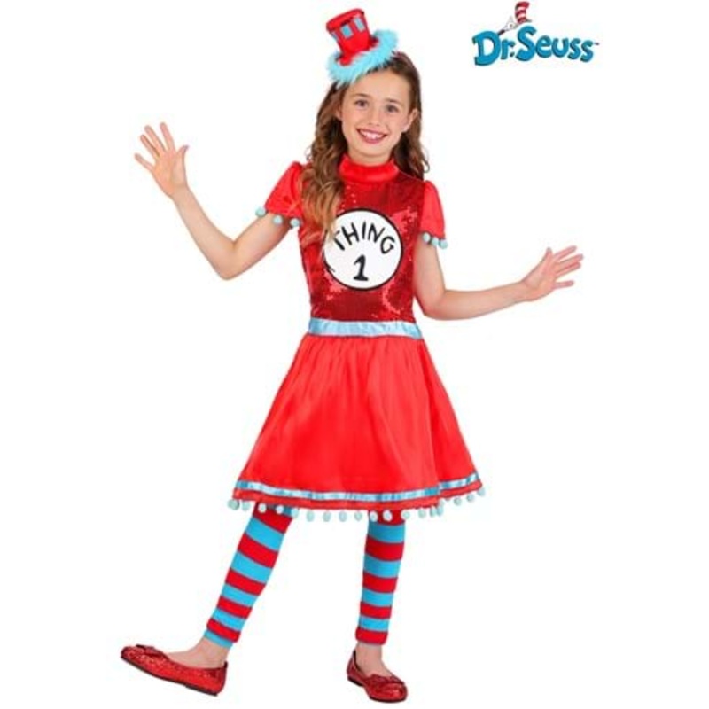 Girl's Dr. Seuss Thing 1/2 Costume Dress