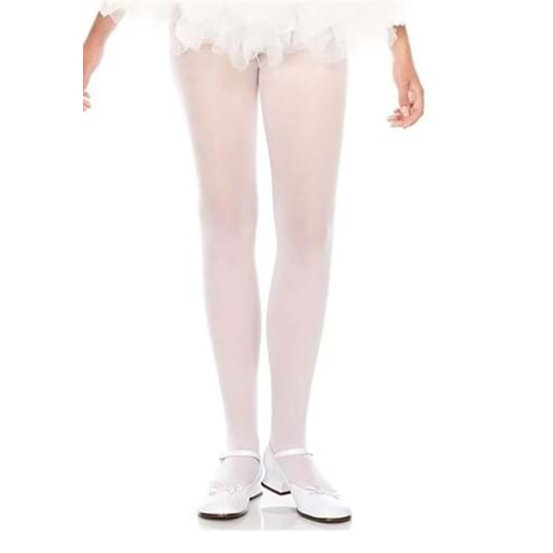 Opaque White Tights for Girls Small