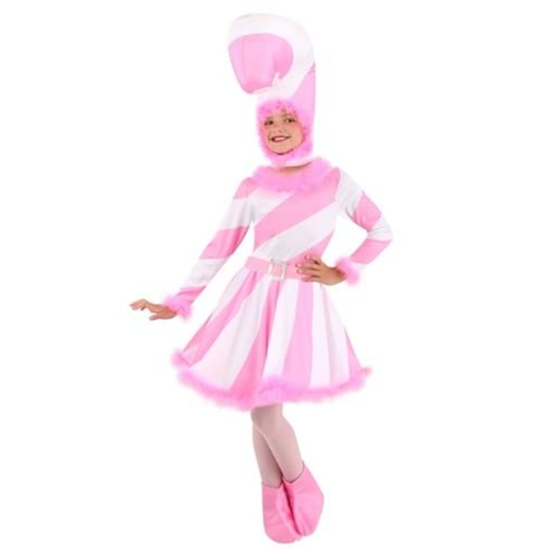 Pink Candy Cane Dress Costume for Girls Medium