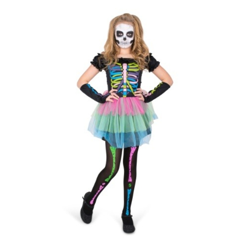 Rainbow Skeleton Girl Costume Small