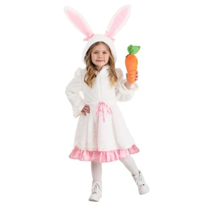 Girl's Toddler Fuzzy White Rabbit Costume 2T
