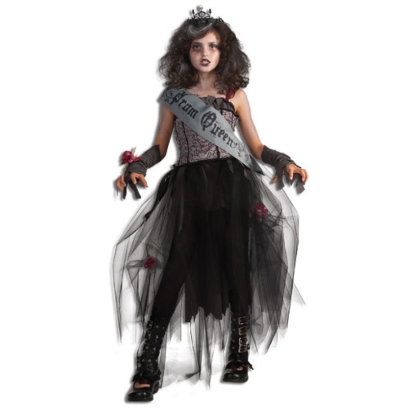 Girls Goth Prom Queen Costume Large