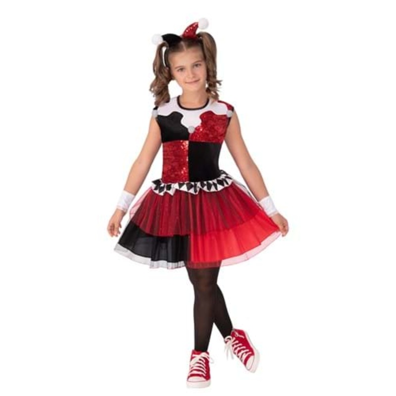 Super Villains Harley Quinn Costume for Girls Small