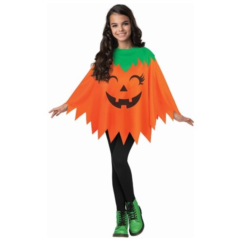 Children's Halloween Pumpkin Poncho Standard