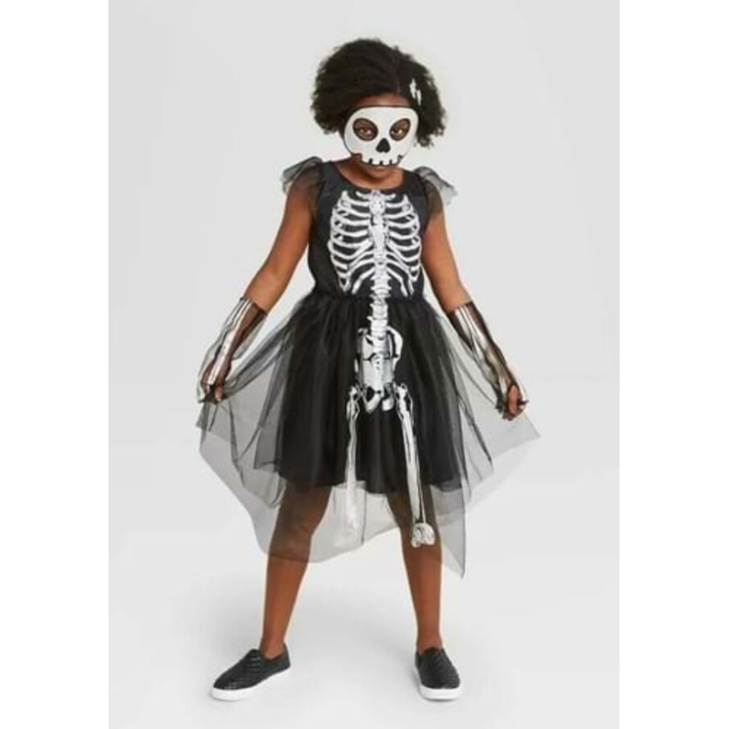 Skeleton Costume Dress for Girls Large