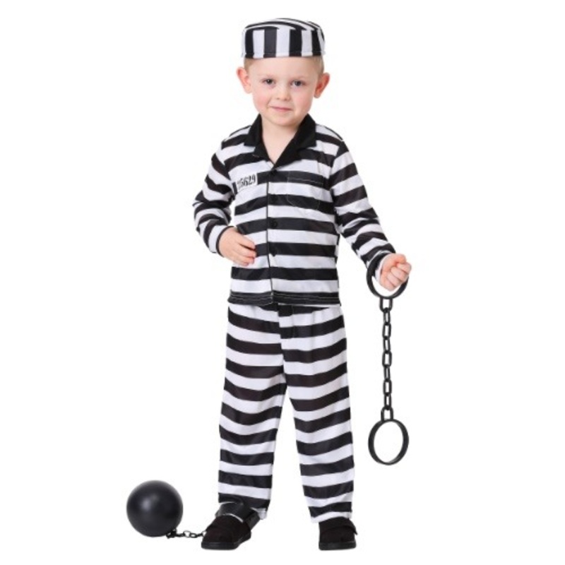 Boy's Toddler Deluxe Button Down Jailbird Costume 2T