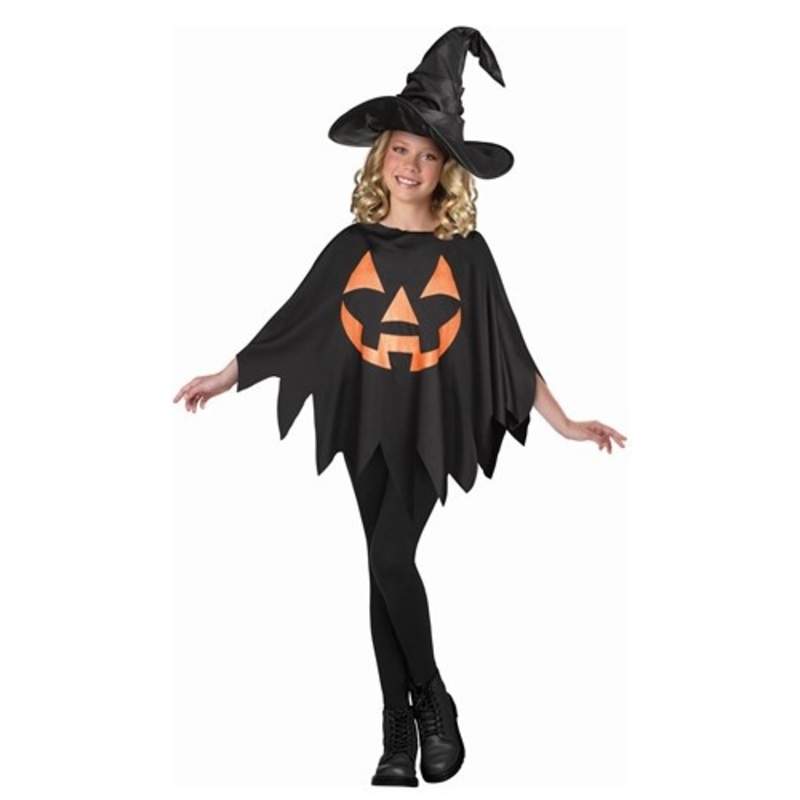 Dark Jack O' Lantern Costume Poncho for Kids Standard