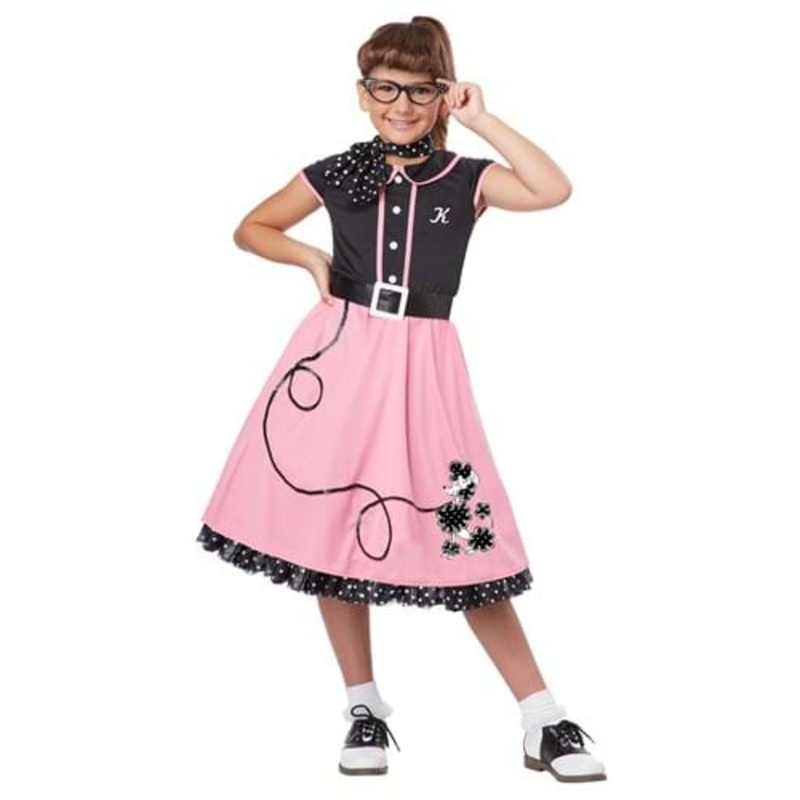 Girls Pink 50s Sweetheart Costume Large (10-12)