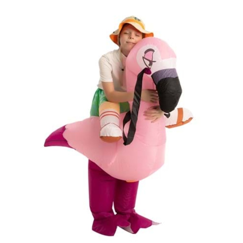Kid's Inflatable Flamingo Ride-On Costume Medium