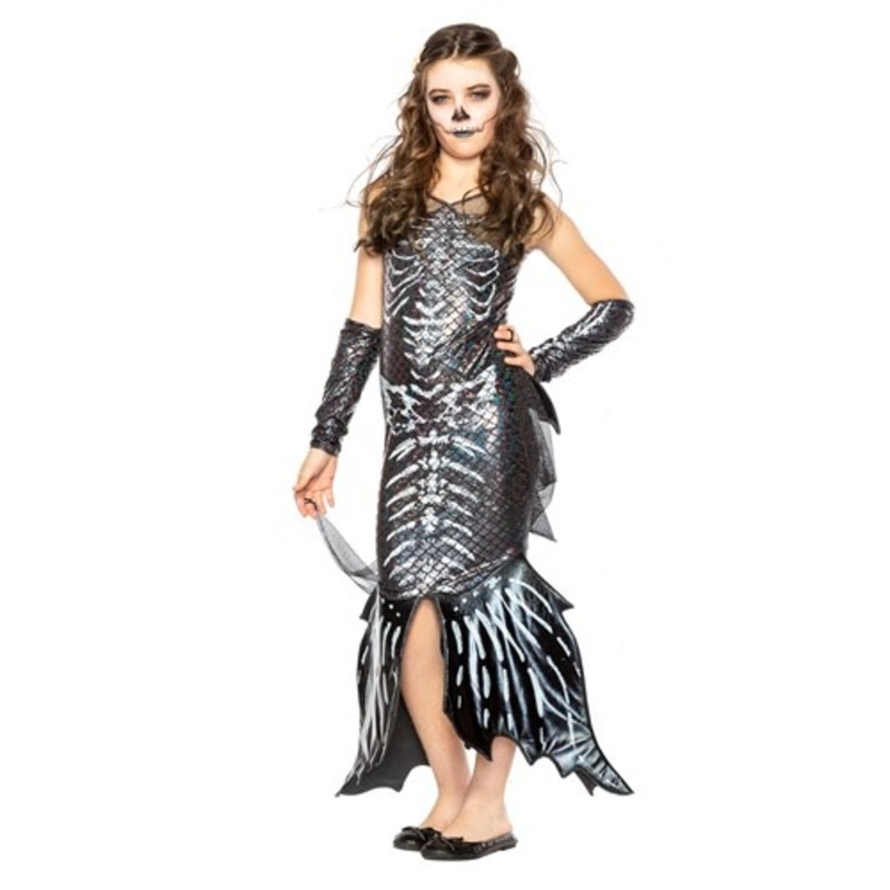 Dark Skeleton Mermaid Costume for Girls X-Small