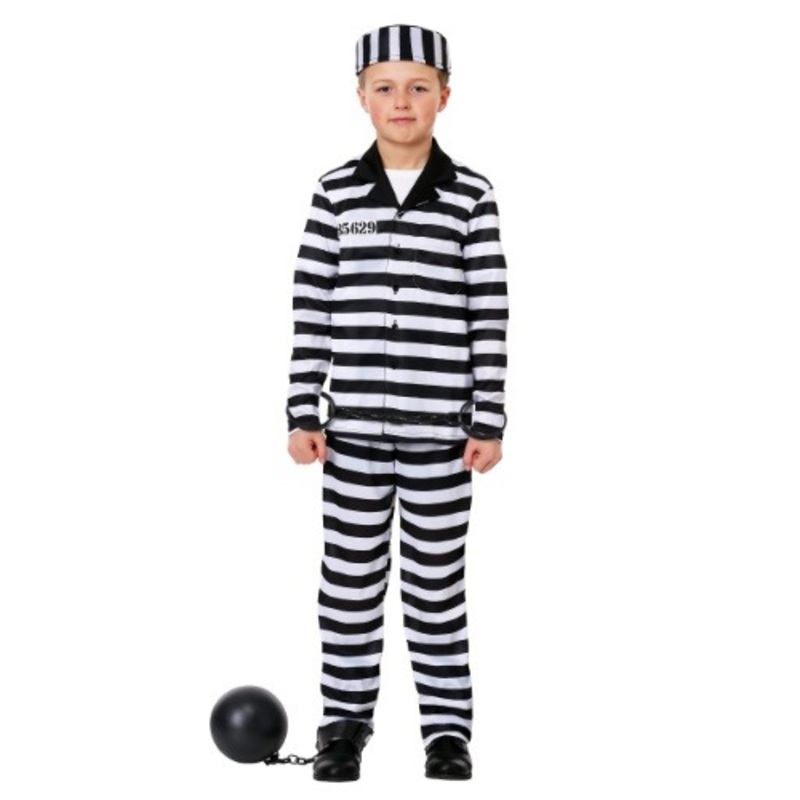 Deluxe Button Down Jailbird Costume for Kids Small