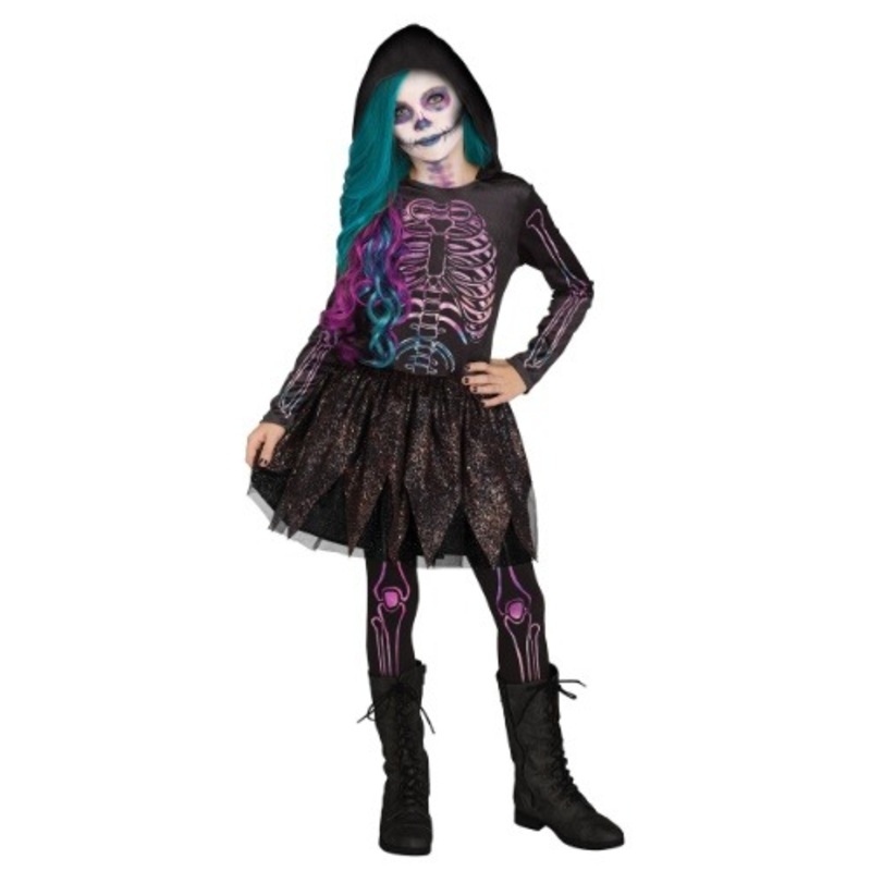 Girls Galaxy Skeleton Costume Medium