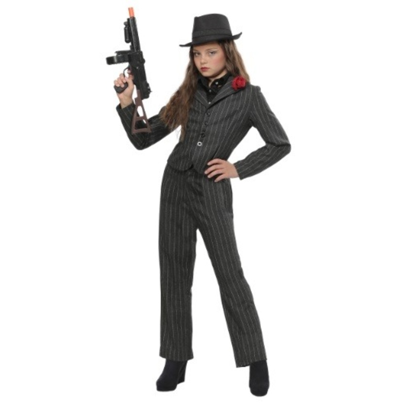 Girls Gangster Costume Small