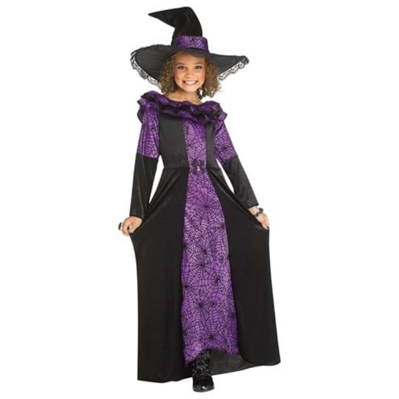 Purple Spider Witch Costume for Girls Large