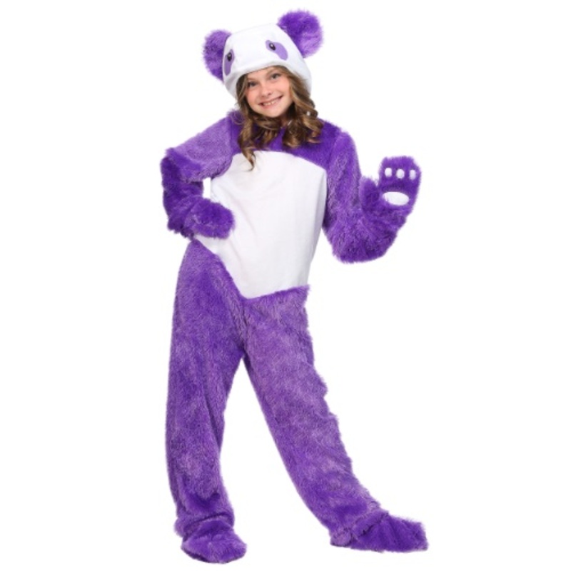 Furry Purple Panda Girls Costume Small