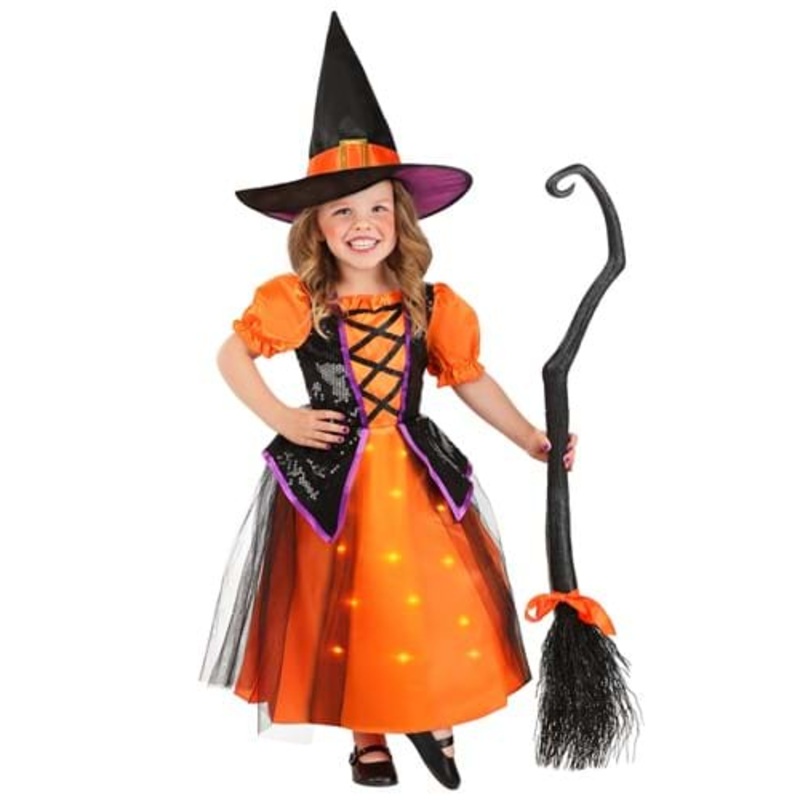 Girl's Toddler Orange Light-Up Witch Costume 4T