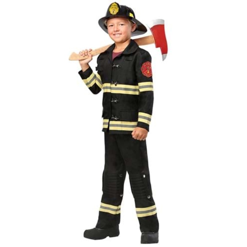 Black Uniform Firefighter Kids Costume Small
