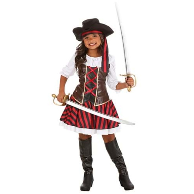 Budget Pirate Costume Dress for Girls Medium
