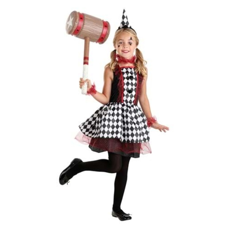 Girl's Burgundy Harlequin Costume Medium