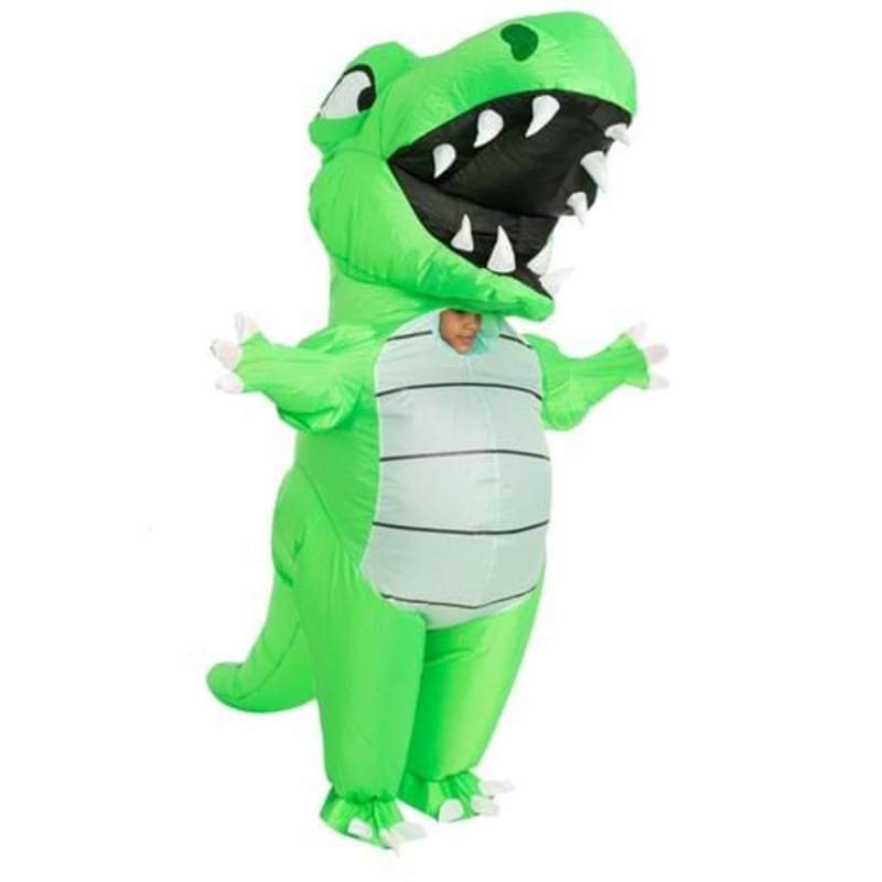 Inflatable Green Dino Costume for Kids Medium