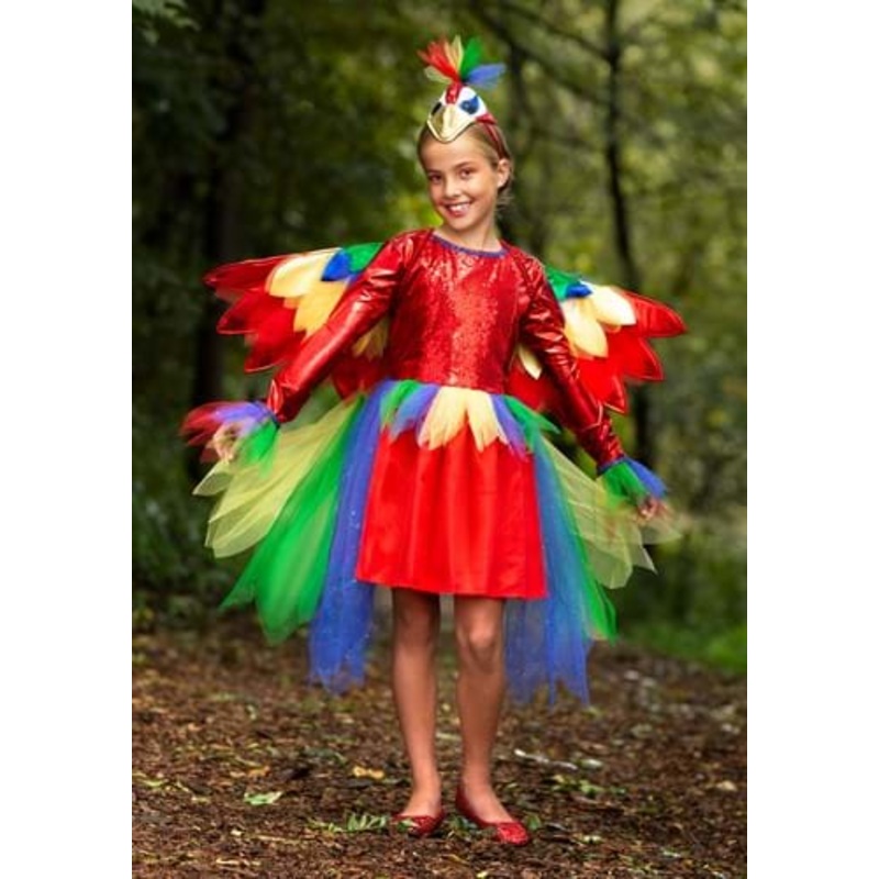 Tropical Parrot Dress Costume for Girls Large