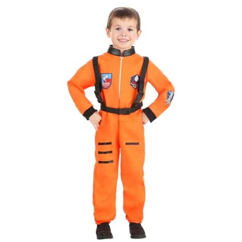 Classic Orange Astronaut Costume for Kids S/M