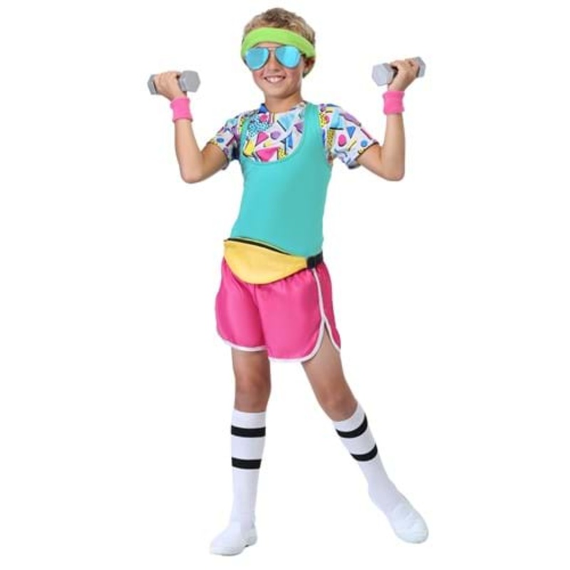 80s Work It Out Boy's Costume Small