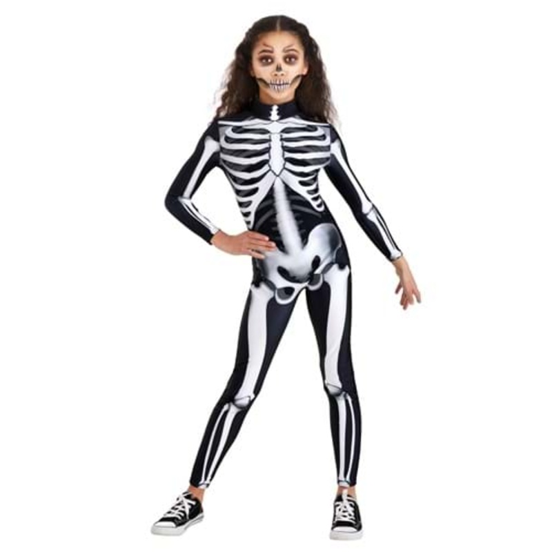 Girl's Skeleton Jumpsuit Costume X-Small